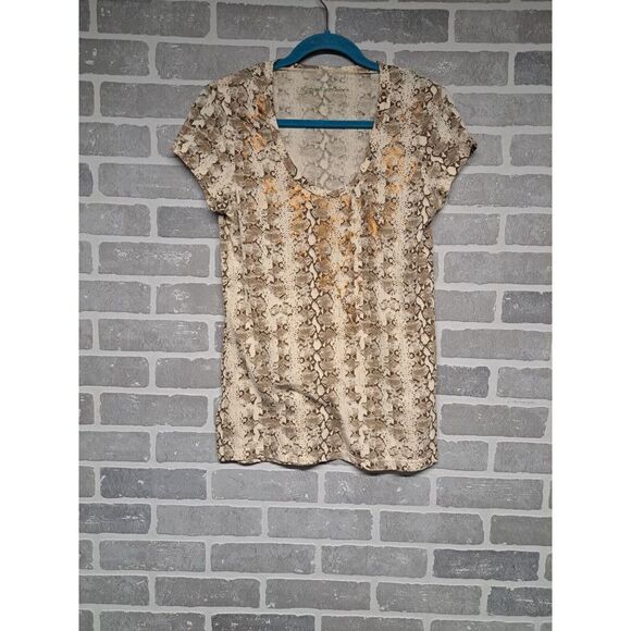Calvin Klein Jeans Womens Snake Skin Print Scoop Neck Top Blouse Size‎ Small - Picture 1 of 10